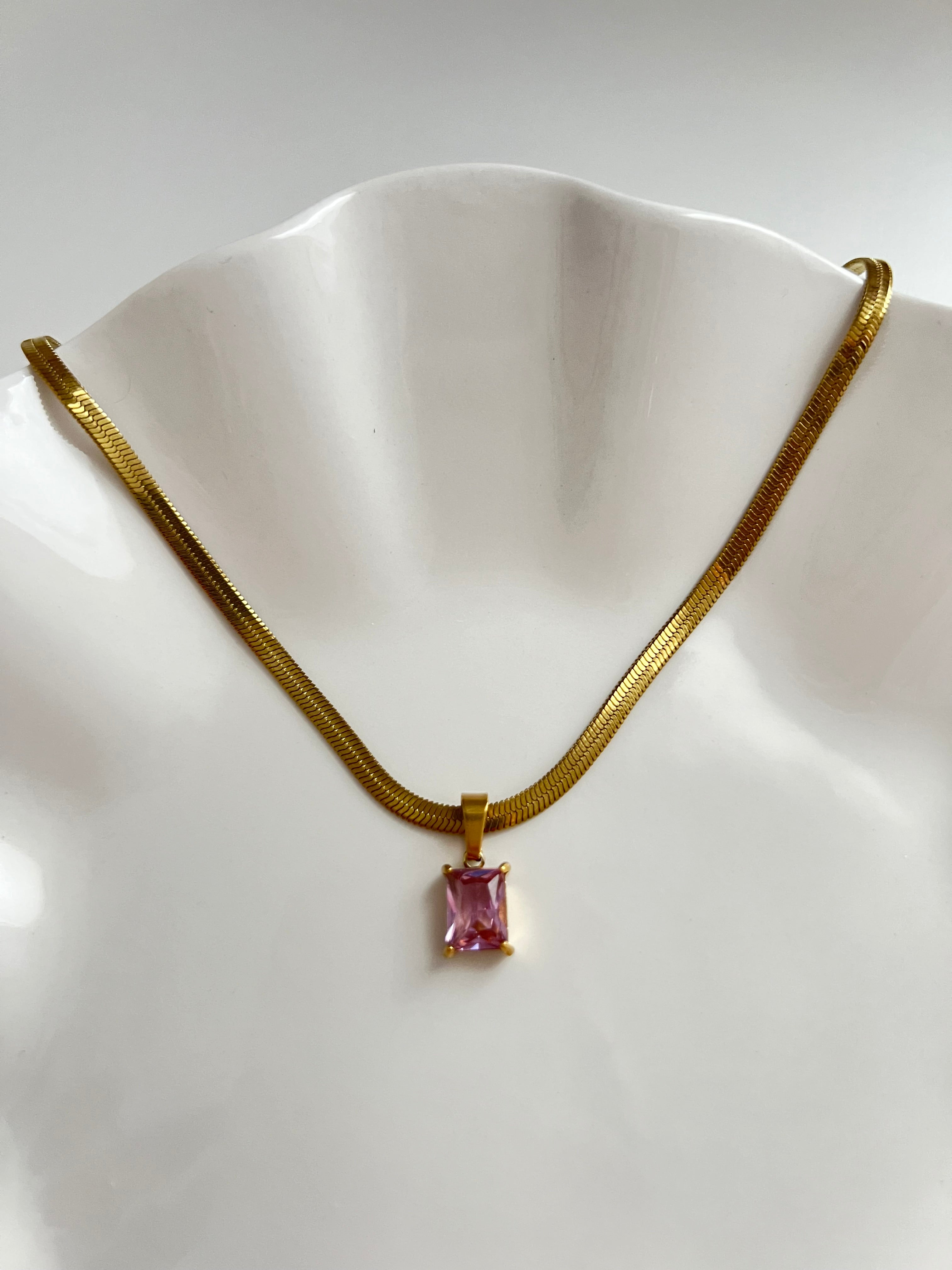 Necklace - Pink Serpent