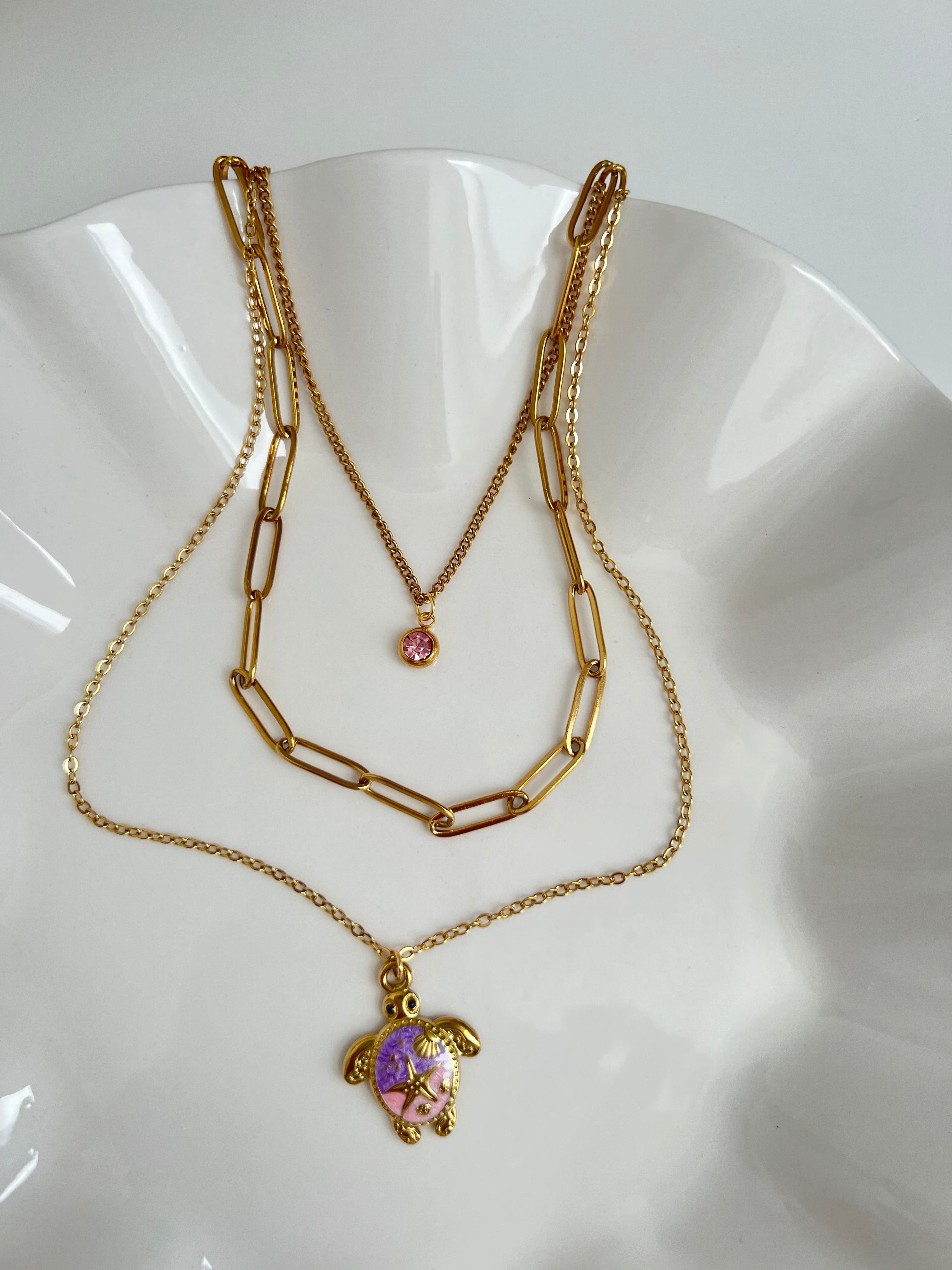 Necklace - Pink Turtle