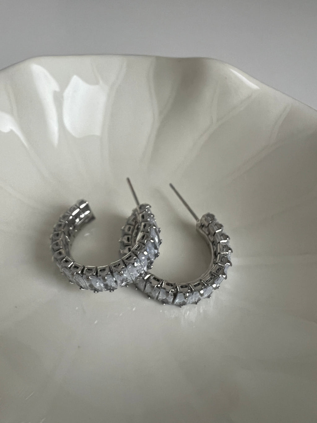 Earrings - Tennis Hoops Silver