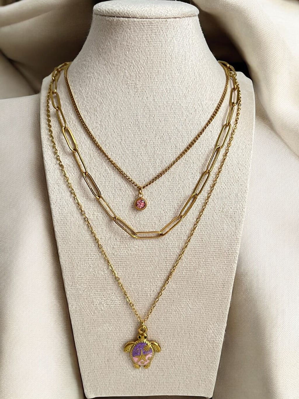 Necklace - Pink Turtle