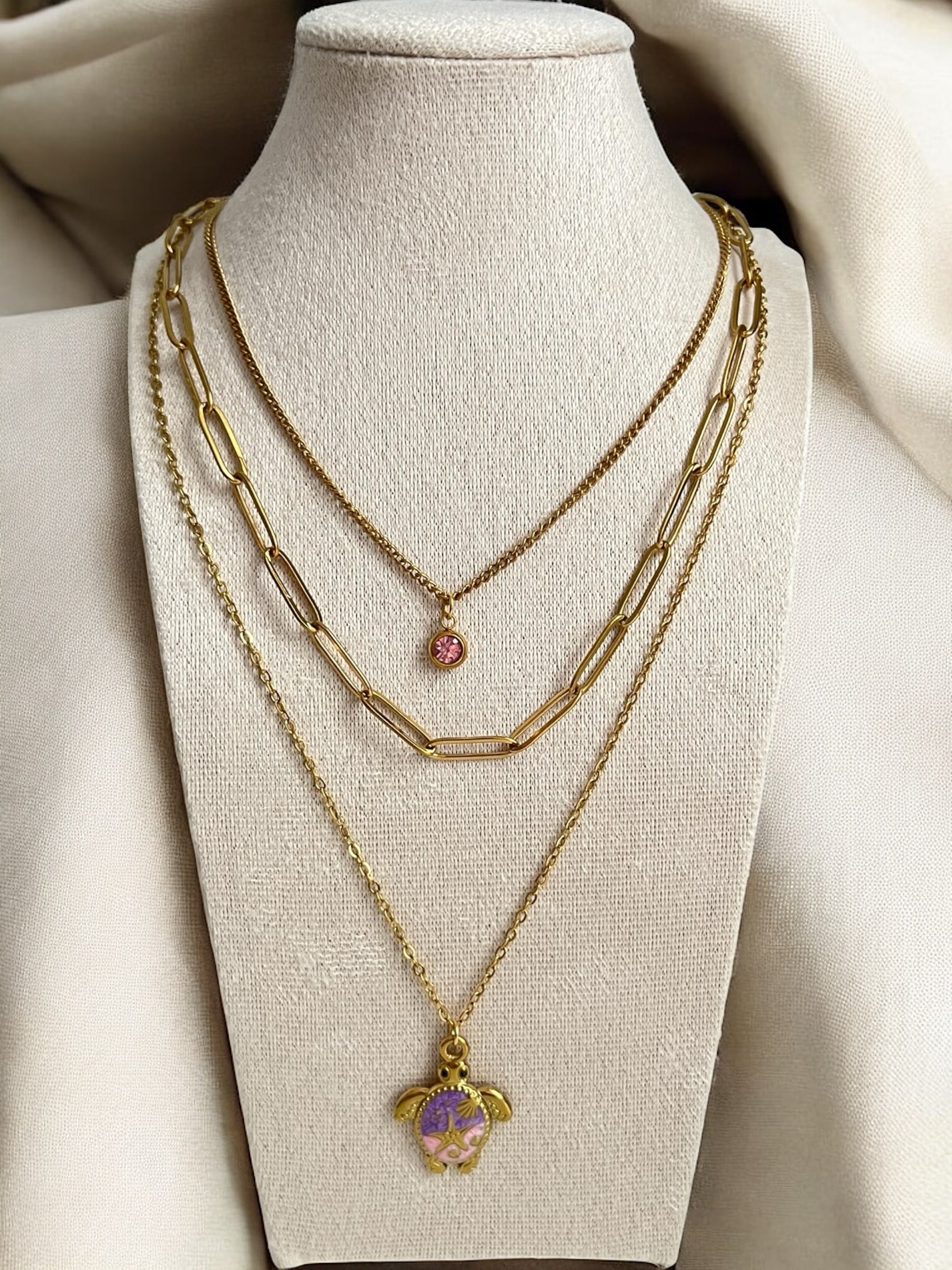 Necklace - Pink Turtle