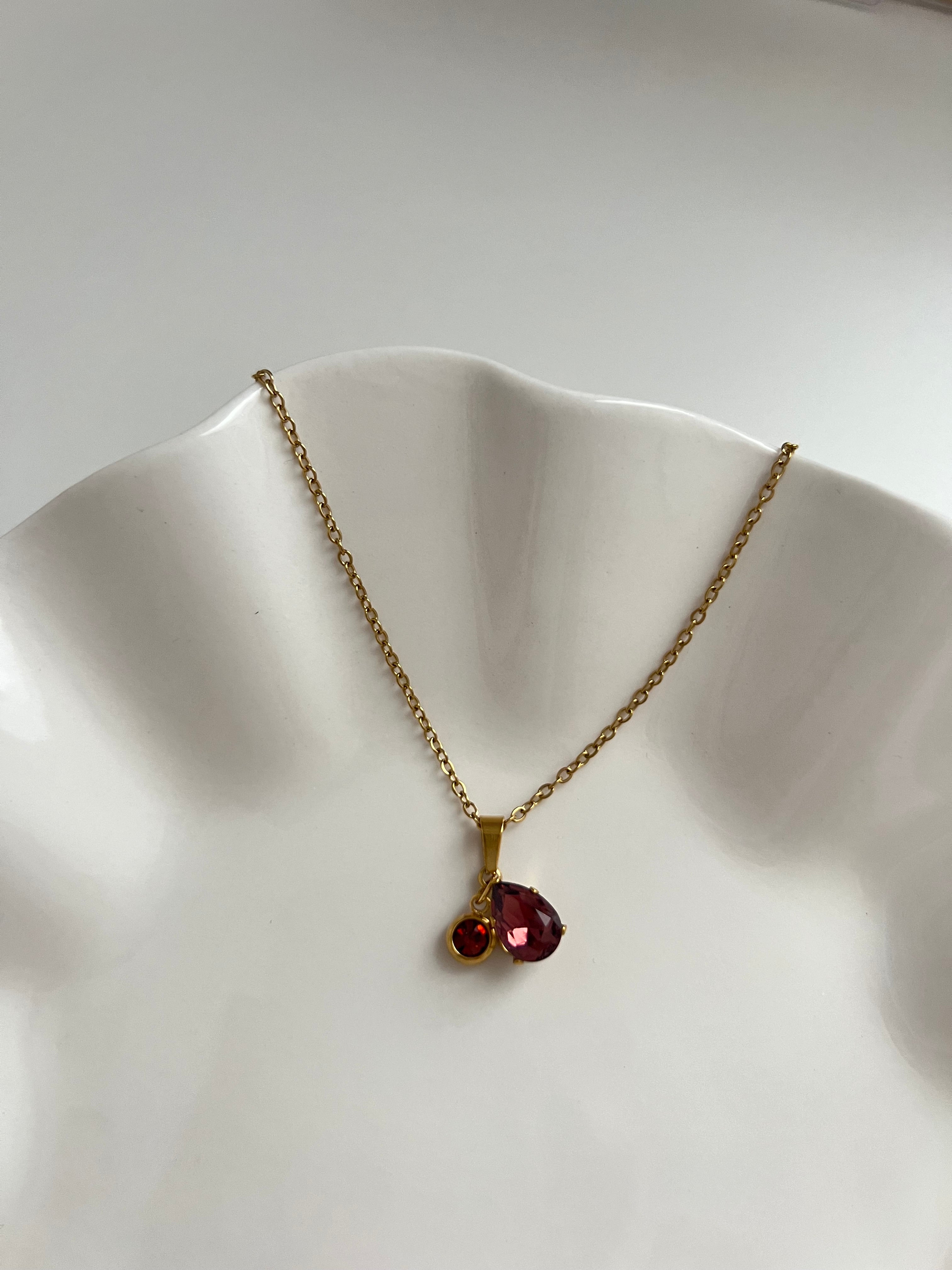 Necklace - Passion Drop Maroon