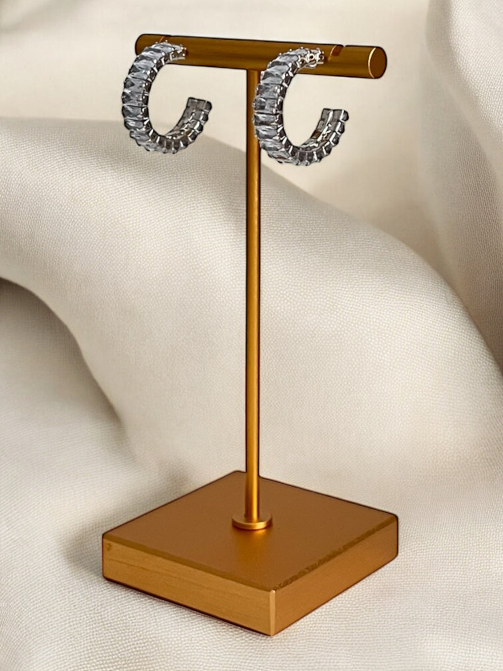 Earrings - Tennis Hoops Silver