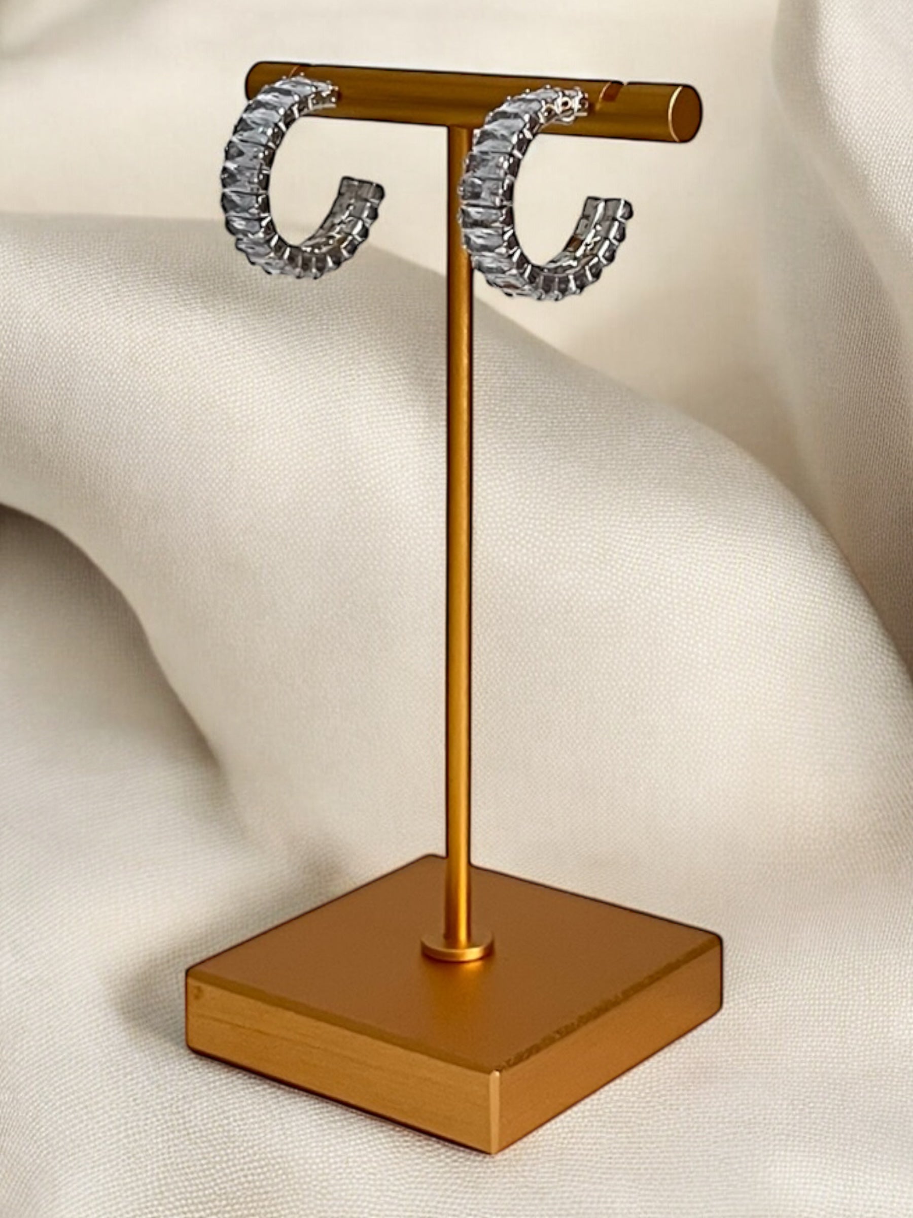 Earrings - Tennis Hoops Silver